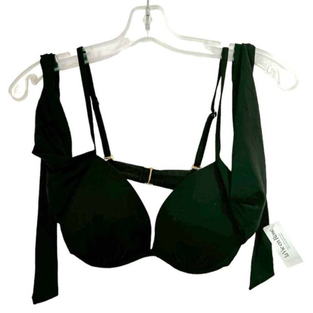 La Vie En Rose NEW Push Front Back Ties Bikini Bra Top Ruched Adjustable Hook S